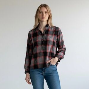 LOFT Red and Black Plaid Shirt